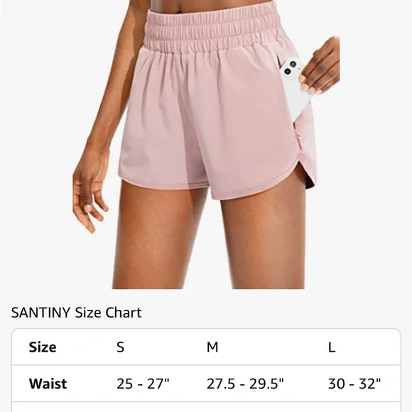 Pale Pink Running Shorts | Zip Pockets + Inner Briefs | EUC - Picture 2 of 10